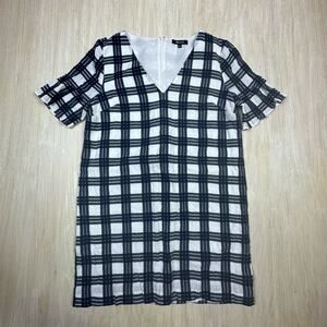 Madewell Leighton Plaid Bell Sleeve V Neck Ruffle Short Sleeve Mini Dress 6